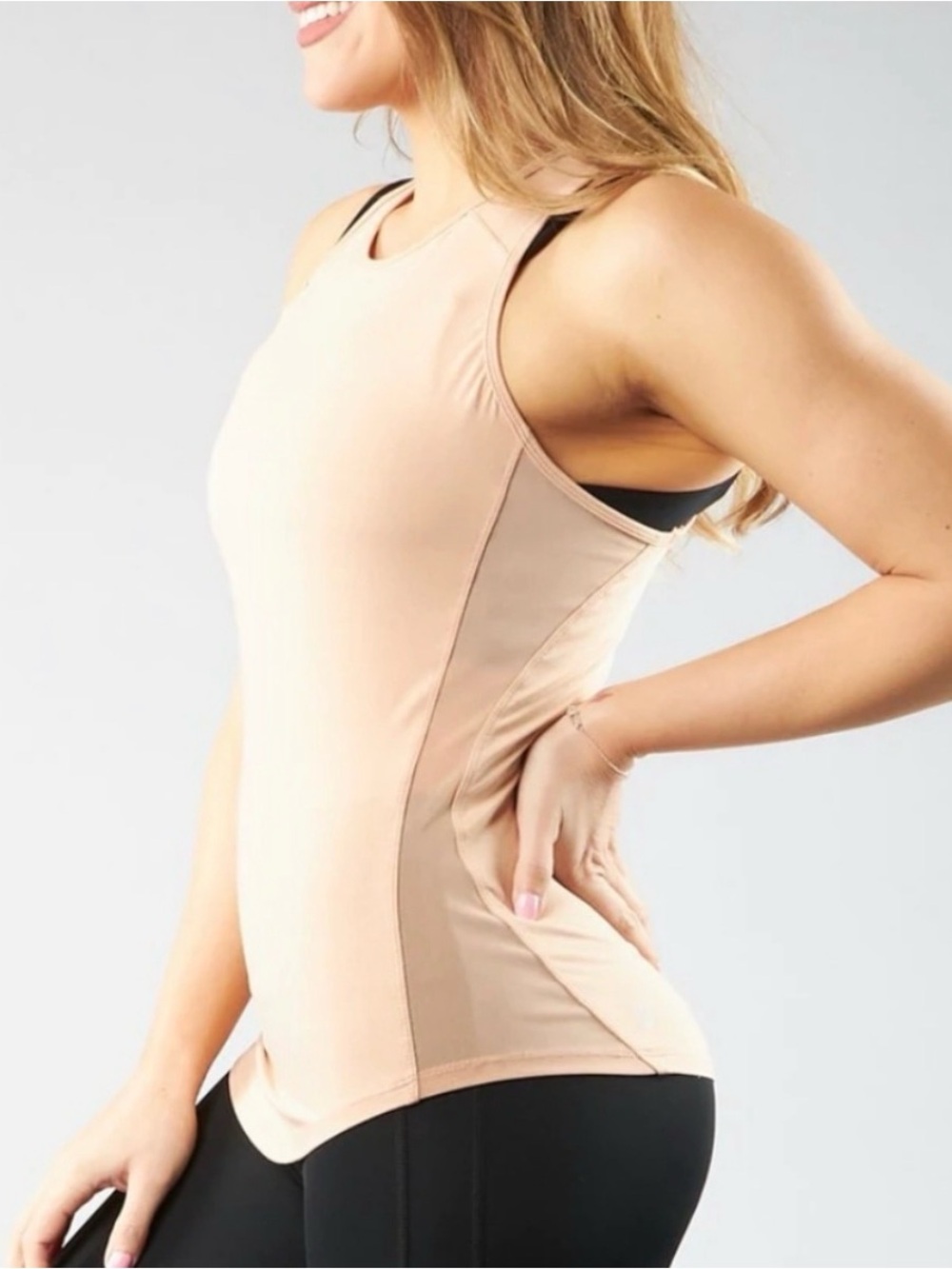 NWT Buffbunny Collection Spin Tank Top in Dirty Dancing Peach Mesh Sides Size XS